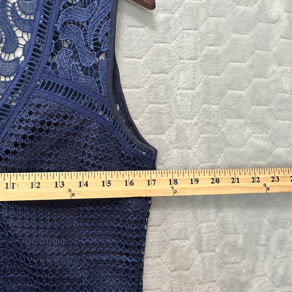 Goldie Crochet Lace Riot Sheath Dress L Navy Blue Soft Girl Boho Romantic Ballet - Picture 7 of 8